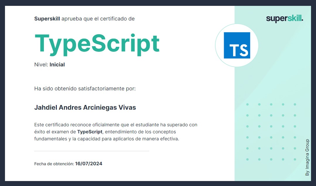 Imagen del Certificación en TypeScript